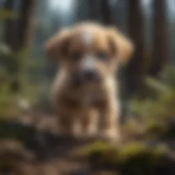 A wild puppy exploring its natural habitat