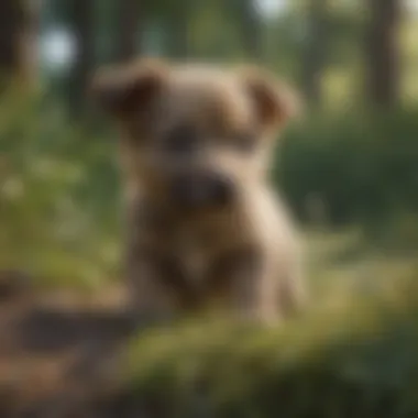 A wild puppy observing its surroundings