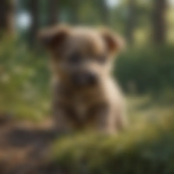 A wild puppy observing its surroundings
