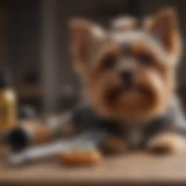 Essential Grooming Tools for Yorkshire Terriers Grooming tools laid out for Yorkies