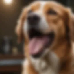 Close-up of a dog panting in a warm environment