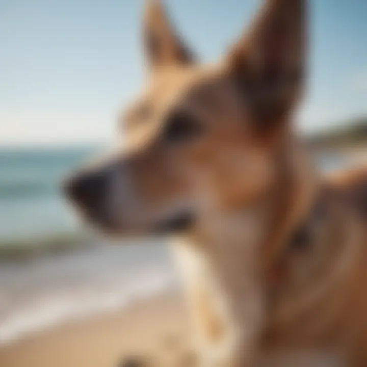 Female dog enjoying a beach day