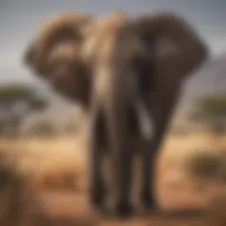 Majestic African Elephant Grazing in the Savannah