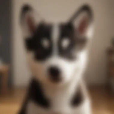 Energetic husky puppy engaging in playful antics