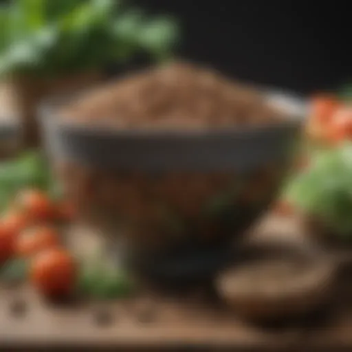 A vibrant bowl of vegan dry dog food surrounded by fresh vegetables