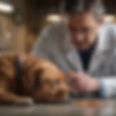 Vet Examining Dog's Abdomen