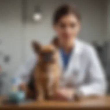 Diagnostic Process: Veterinarian and Small Dog with Diarrhea Veterinarian examining small dog with diarrhea symptoms