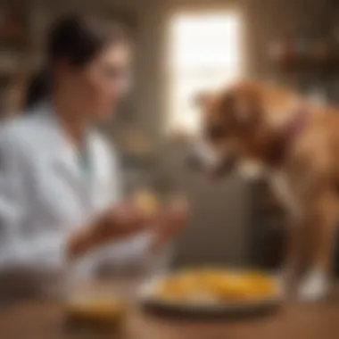 Vet discussing pet nutrition with owner