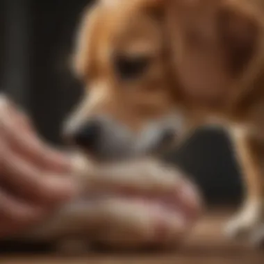 Veterinarian examining a dog's swollen paw