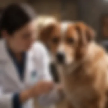 Veterinarian examining dog for itching causes