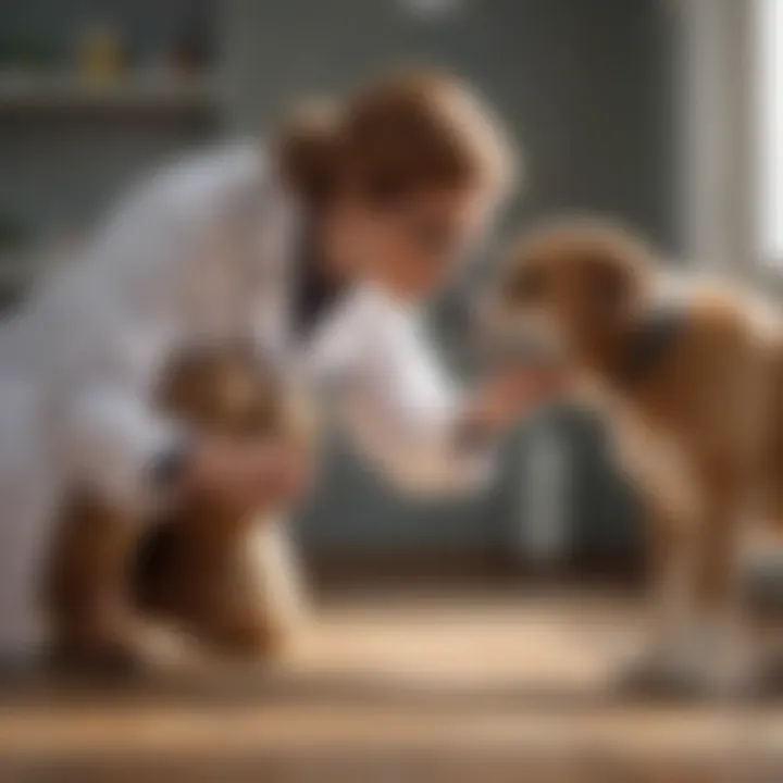 Veterinarian examining older dog