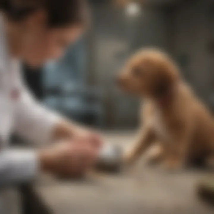 Veterinarian examining a puppy's health