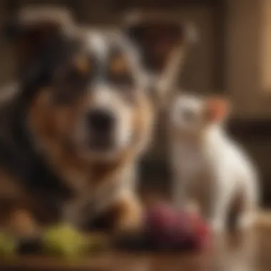 Veterinarian providing immediate care to a dog that ingested grapes