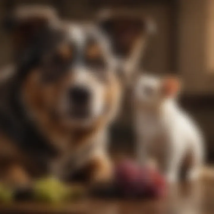 Veterinarian providing immediate care to a dog that ingested grapes