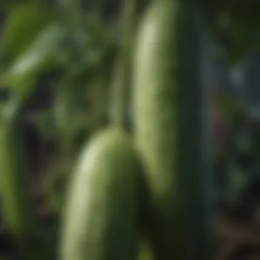 Close-up of vibrant Israeli cucumber vines intertwining