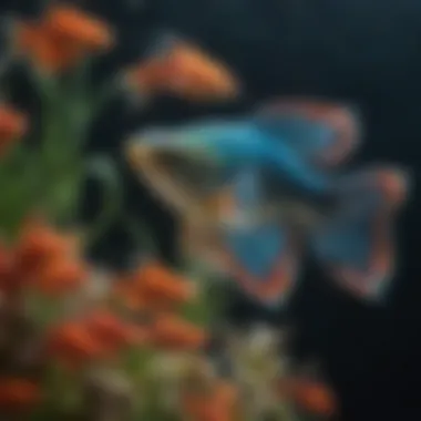Vivid Guppy Fish Display Colorful Guppy fish showcasing vibrant patterns in a 10-gallon tank