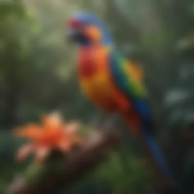 Vibrant tropical bird showcasing its colorful plumage