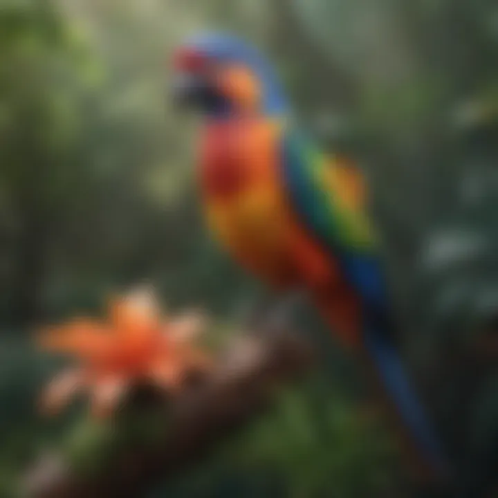 Vibrant tropical bird showcasing its colorful plumage