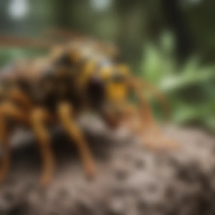 A well-organized toolkit for safely removing paper wasp nests, including protective gear and removal tools.