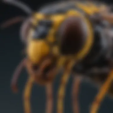 Close-up of a wasp showcasing its intricate features and coloration