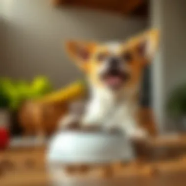 Happy small dog enjoying a bowl of Blue Buffalo food