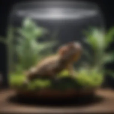 Bearded dragon in a well-lit terrarium