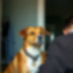 Concerned dog owner looking at their pet