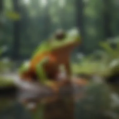 Colorful pet frog in a natural habitat