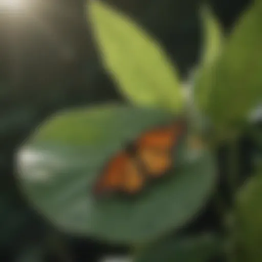 Monarch Butterfly Eggs on Milkweed Leaf