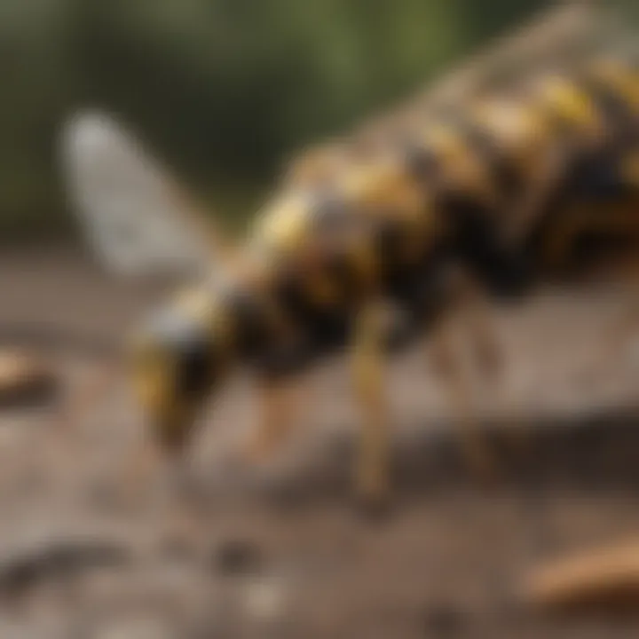 A professional pest control expert examining a wasp infestation