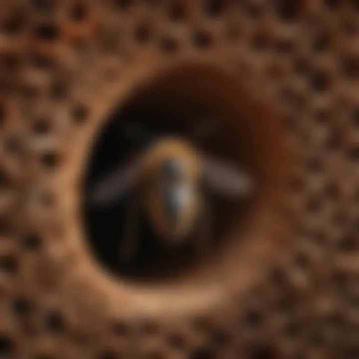 Illustration showing the intricate tunnels created by wood borer bees