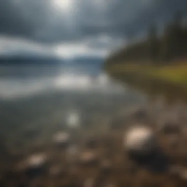 Picturesque Yellowstone Lake surrounded by mountains