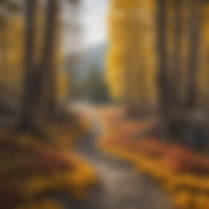 Autumn foliage in Yellowstone with colorful leaves and a scenic view