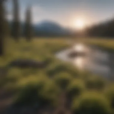 Spring bloom in Yellowstone featuring wildflowers and budding trees