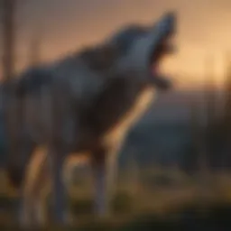 A majestic wolf howling at dusk
