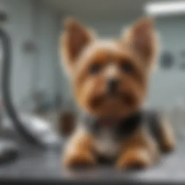 Yorkie at the vet clinic