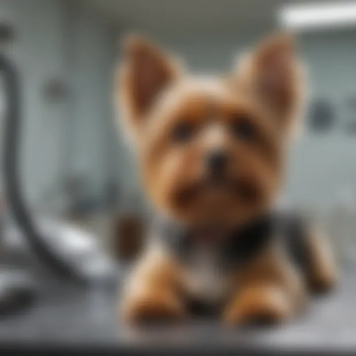 Yorkie at the vet clinic