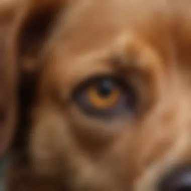 Close-up of a dog's tired eyes